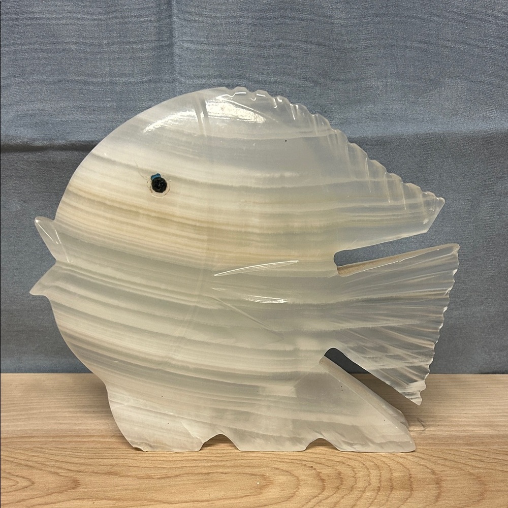 Vintage Elegant Cream ONYX Fish Sculpture